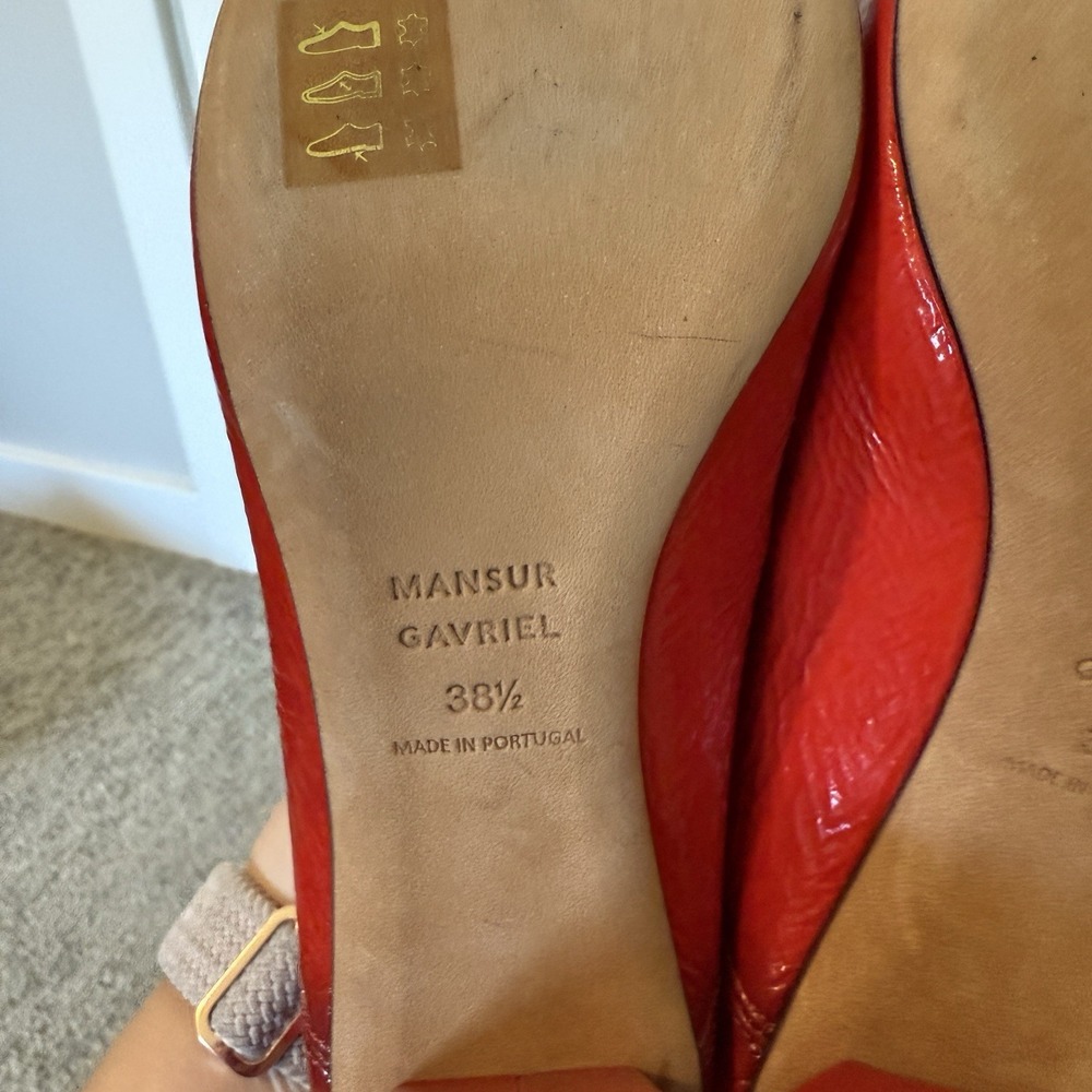 Mansur Gavriel Dream Pump NEW Leather Block Heel Red EU 38.5 / US 8 $495 - Picture 7 of 7